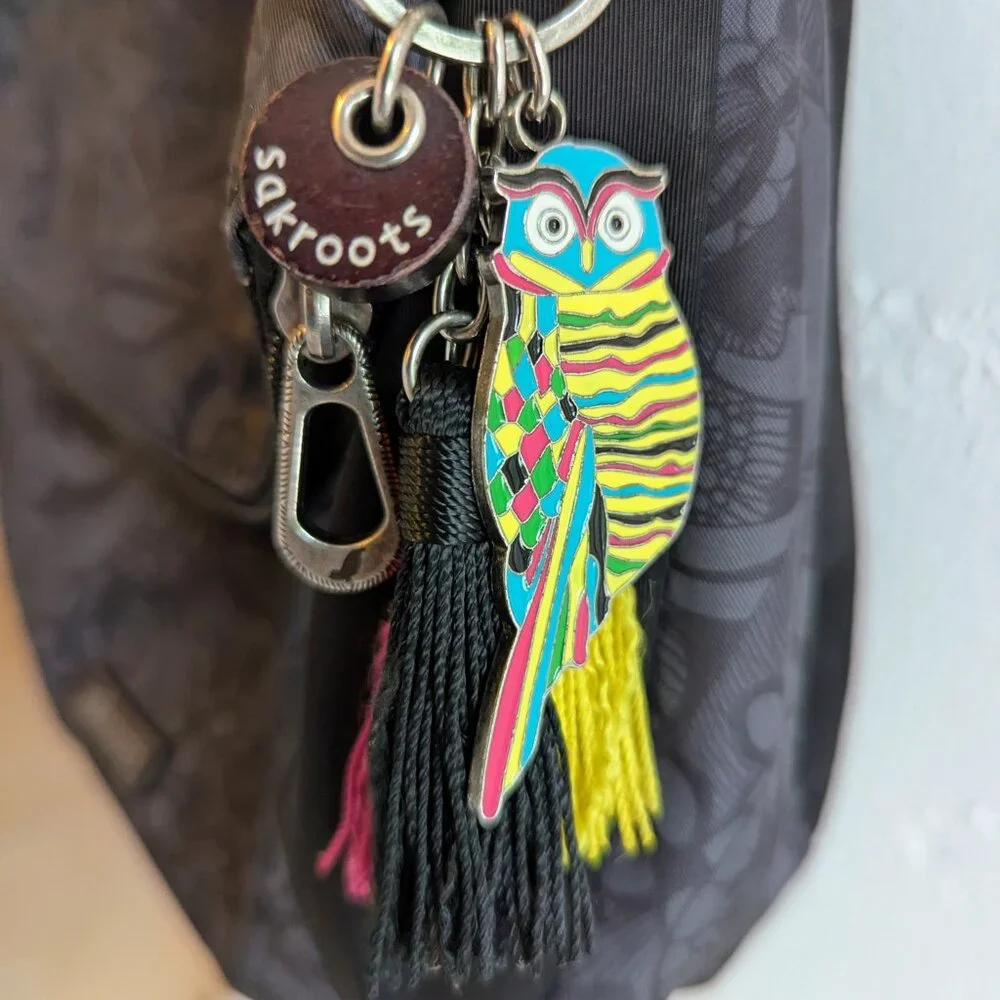 REDUCED Sakroots Eco-Twill Foldover Crossbody Charcoal/Black Spirit Desert - Picture 2 of 5